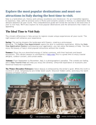 The Ideal Time to Visit Italy