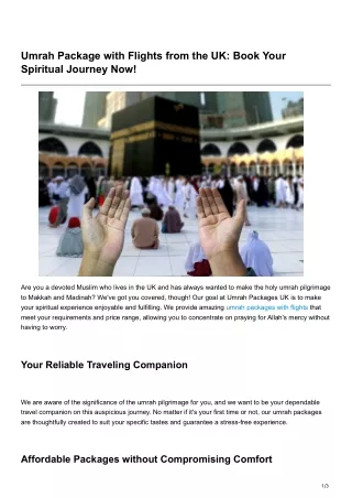 Umrah Package with Flights from the UK Book Your Spiritual Journey Now