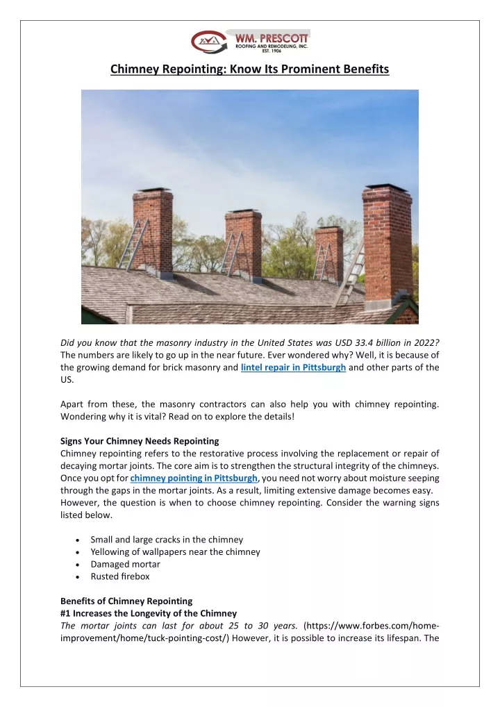 chimney repointing know its prominent benefits