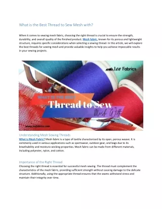 what is the best thread to sew mesh with