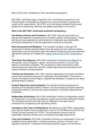 role of iso 37001 certification