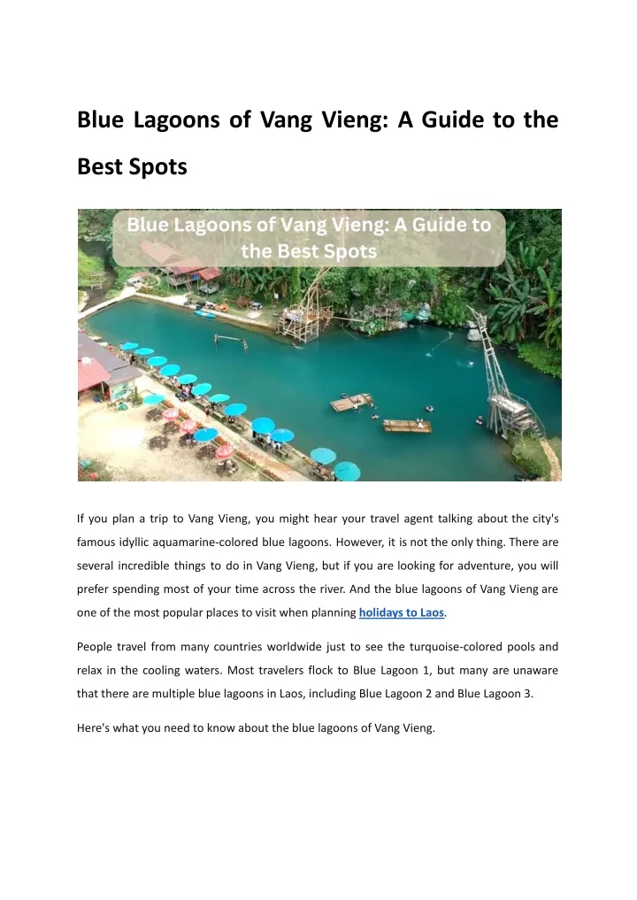 blue lagoons of vang vieng a guide to the