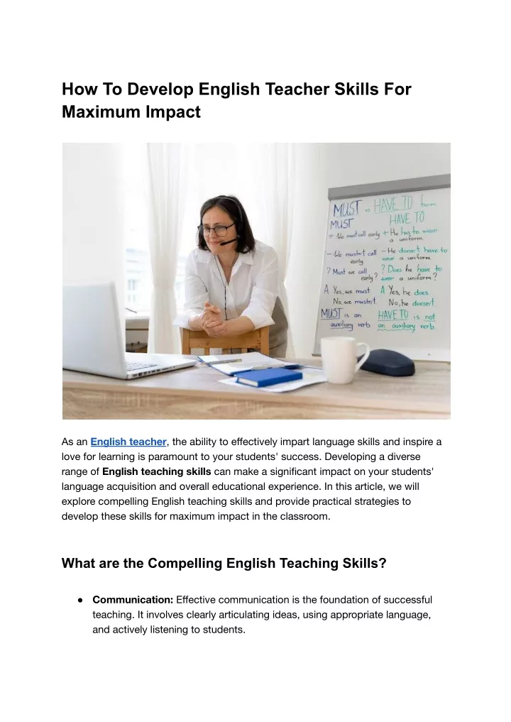 how to develop english teacher skills for maximum