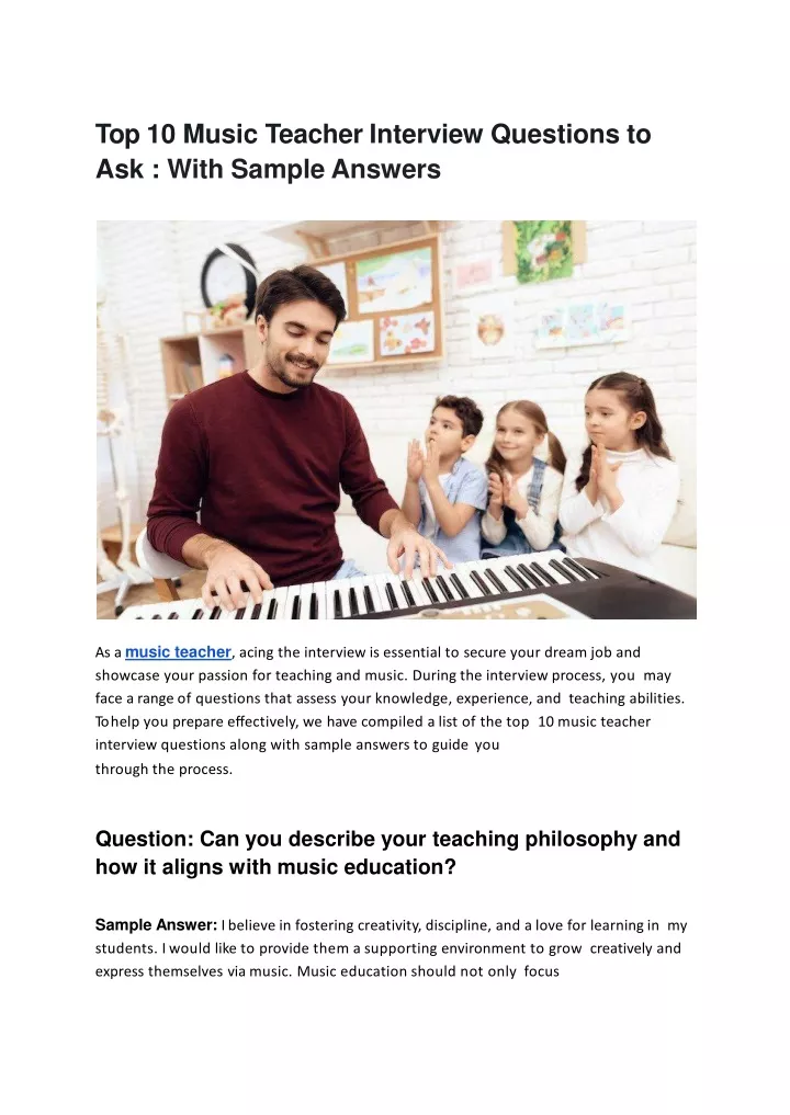 top 10 music teacher interview questions