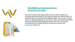 WorldEMB best Digitizing & Vector Art Services Provider