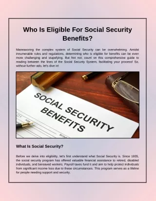 Who Is Eligible For Social Security Benefits?