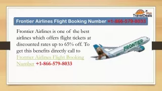 Frontier Airlines Flight Booking Number  1-866-579-8033