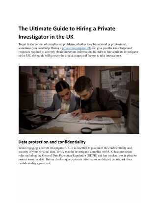 The Ultimate Guide to Hiring a Private Investigator in the UK