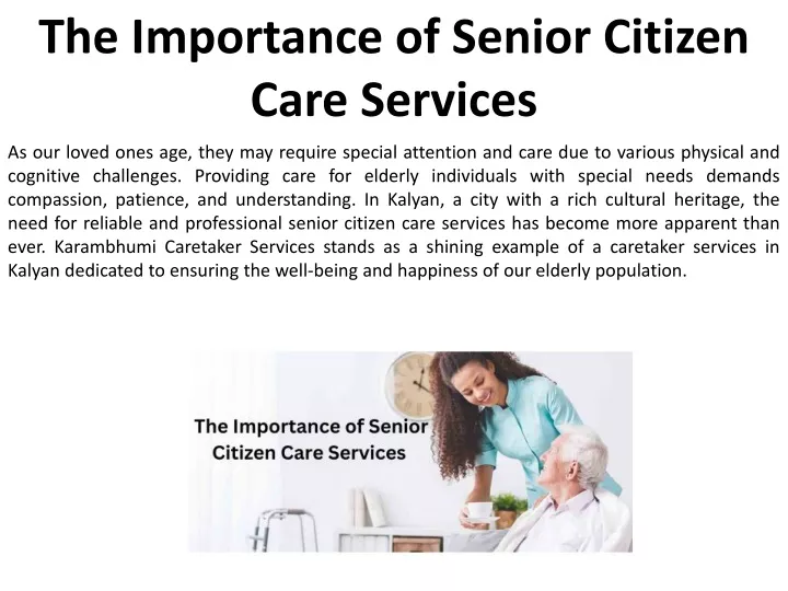 the importance of senior citizen care services
