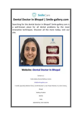 Dental Doctor In Bhopal  Smile-gallery.com