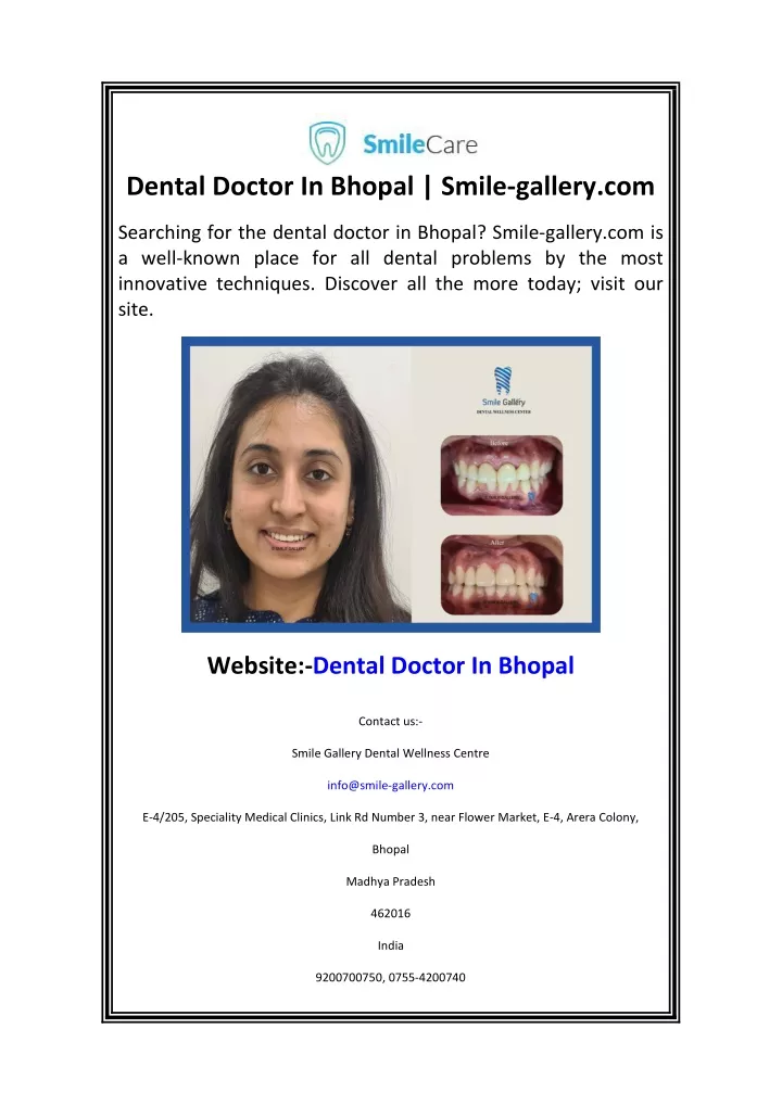 dental doctor in bhopal smile gallery com