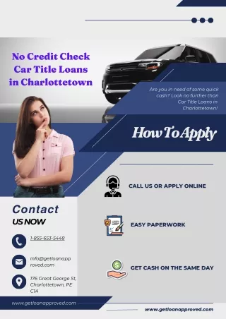 Car Title Loans Charlottetown - Get Loan With Poor Credit