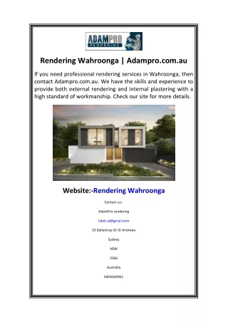 rendering wahroonga adampro com au