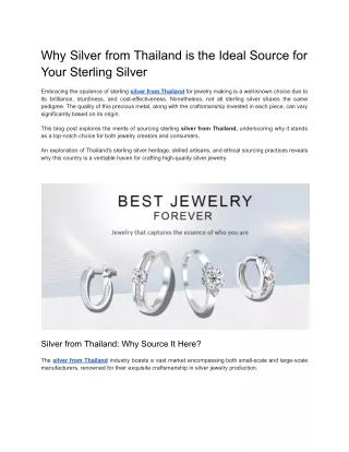 Why Thailand is the Ideal Source for Your Sterling Silver