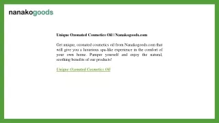 Unique Ozonated Cosmetics Oil  Nanakogoods.com