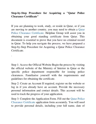 QATAR POLICE CLEARANCE CERTIFICATE