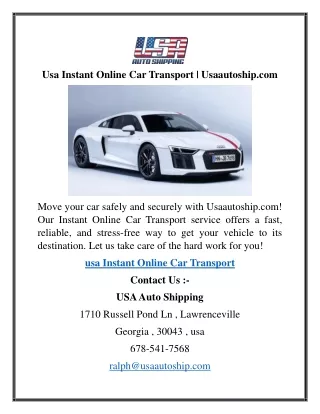 Usa Instant Online Car Transport  Usaautoship