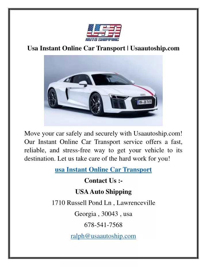 usa instant online car transport usaautoship com