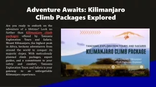 Adventure Awaits Kilimanjaro Climb Packages Explored