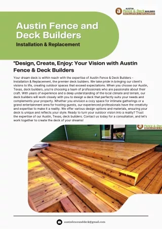 "Design, Create, Enjoy: Your Vision with Austin Fence & Deck Builders