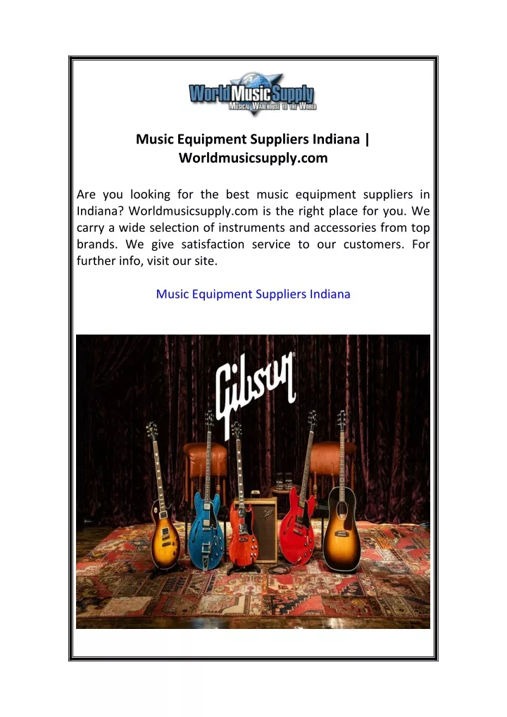 music equipment suppliers indiana