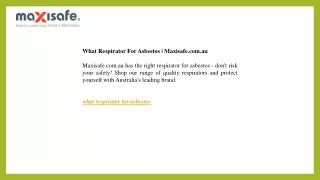 What Respirator For Asbestos  Maxisafe.com.au