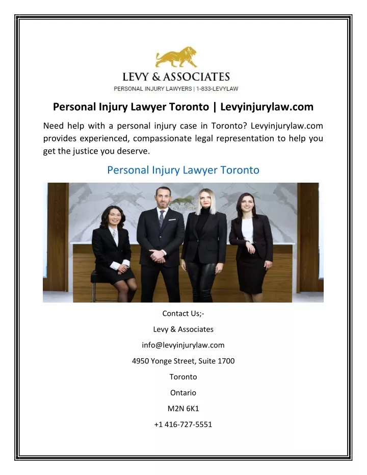 personal injury lawyer toronto levyinjurylaw com