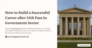How to Build a Successful Career after 12th Pass in Government Sector