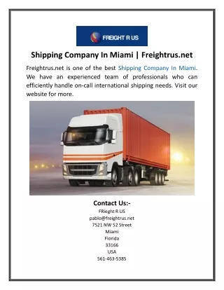Shipping Company In Miami  Freightrus.net