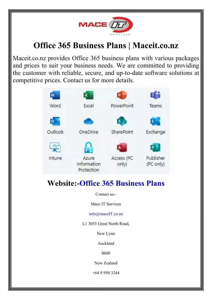 Ppt Office 365 Business Plans Nz Powerpoint Presentation Free Download Id12382714 3531