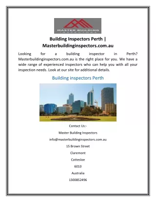 Building Inspectors Perth  Masterbuildinginspectors.com.au
