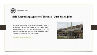 Visit Recruiting Agencies Toronto  Just Sales Jobs