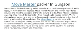 Move Master packer In Gurgaon