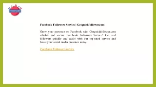 Facebook Followers Service  Getquickfollower.com