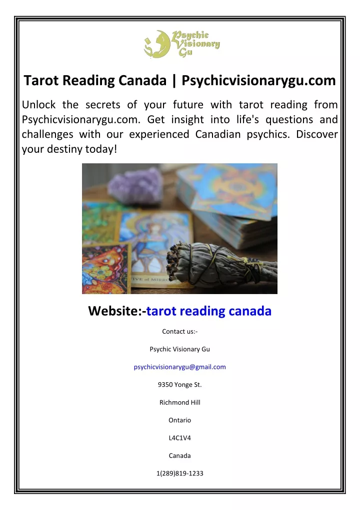 tarot reading canada psychicvisionarygu com