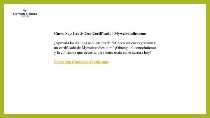 curso sap gratis con certificado mywebstudies