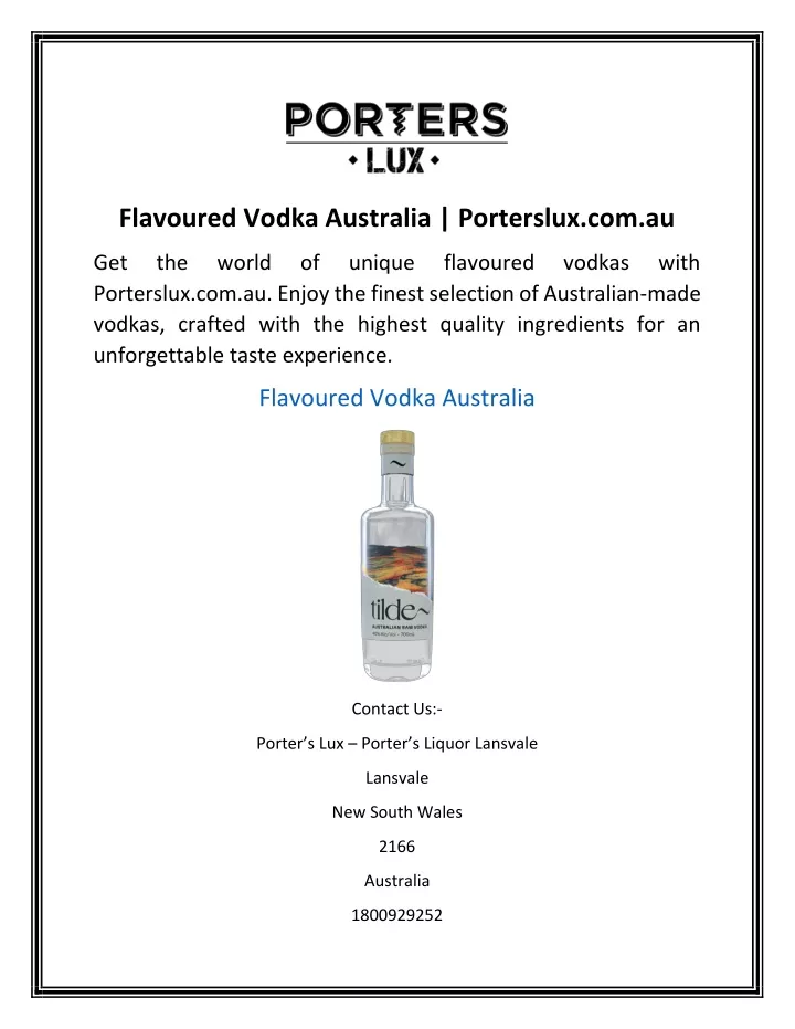 flavoured vodka australia porterslux com au