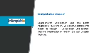 Bausparkasse Vergleich  Versicherungstarife.info