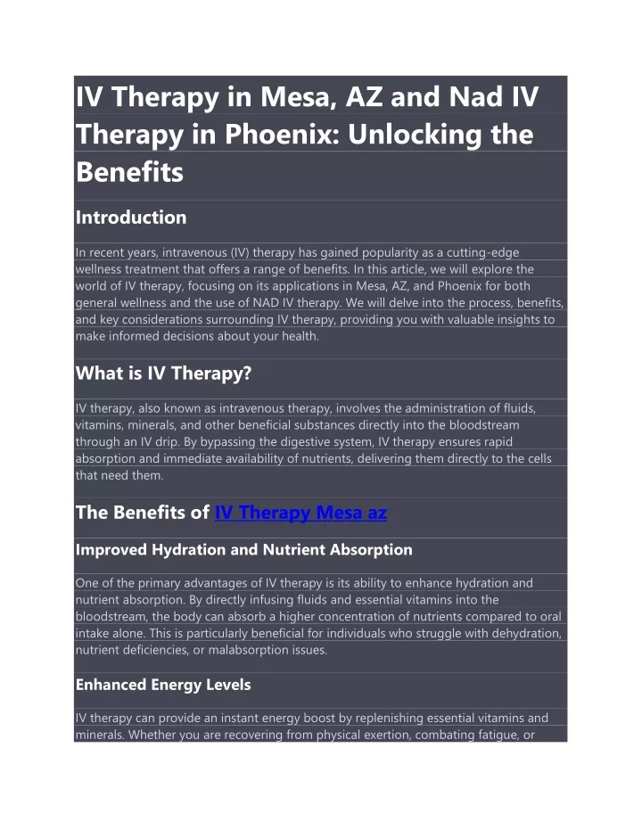 iv therapy in mesa az and nad iv therapy