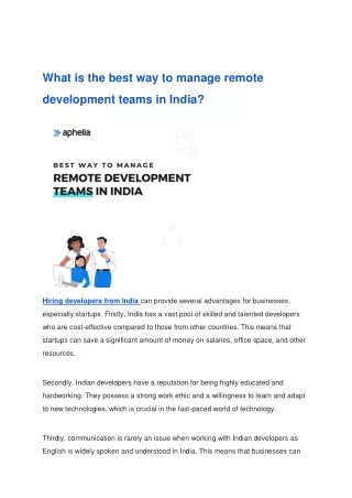What is the best way to manage remote development teams in India