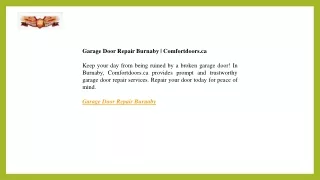 Garage Door Repair Burnaby  Comfortdoors.ca