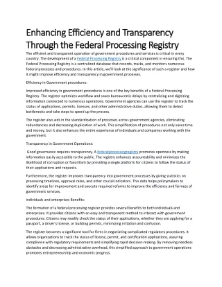 Enhancing Efficiency and Transparency Through the Federal Processing Registry.co