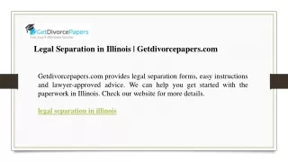 Legal Separation in Illinois  Getdivorcepapers