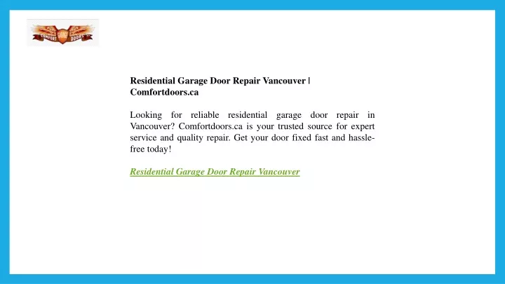 residential garage door repair vancouver