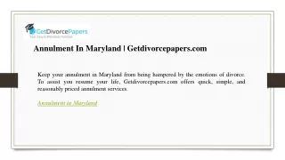 Annulment In Maryland  Getdivorcepapers.com
