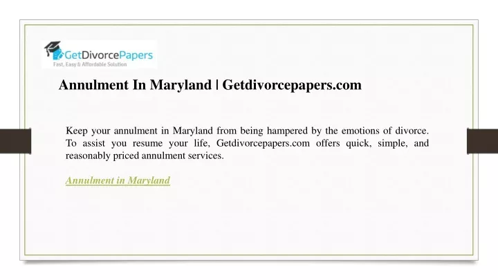 annulment in maryland getdivorcepapers com