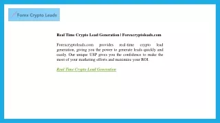 Real Time Crypto Lead Generation  Forexcryptoleads.com