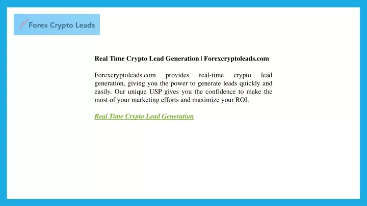 real time crypto lead generation forexcryptoleads
