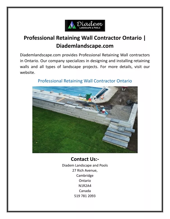 professional retaining wall contractor ontario