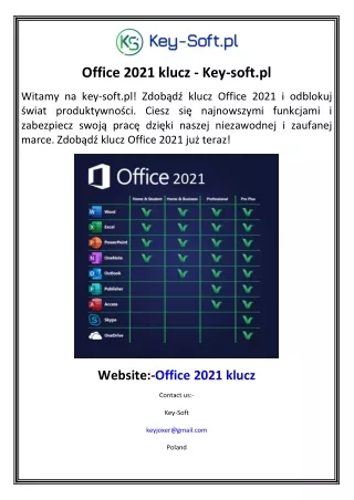 office 2021 klucz key soft pl